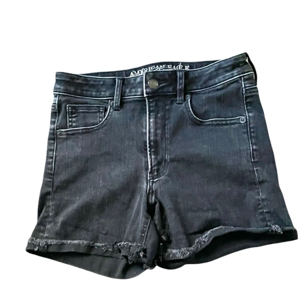 American eagle outfitters black super stretch hi rise shortie - Picture 1 of 11